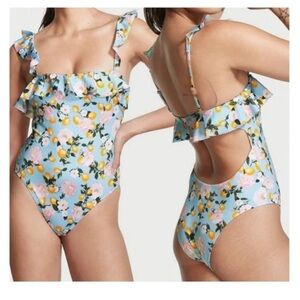 Victoria Secret XL Floral Ruffle One-Piece Swimsuit with Lemons 🍋